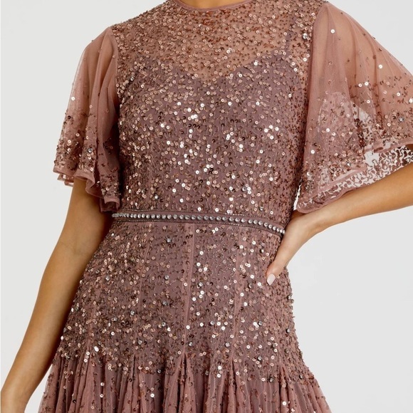 Mac Duggal 93655 NWT Cape Sleeve Beaded Tea Length A-line Dress - Picture 2 of 8